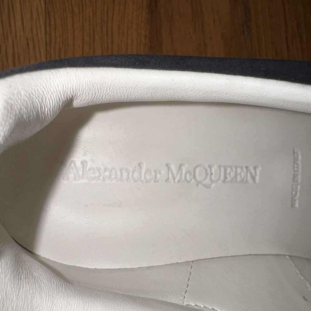 Alexander McQueen Larry Sneakers White Leather Black Gel Sole Size 38 1/2 D - Picture 9 of 16
